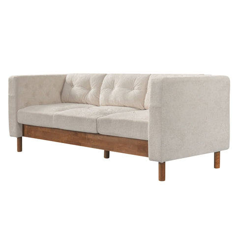 3 Seater Sofa With Square Arms, Tufted Pillow Back For Living Room