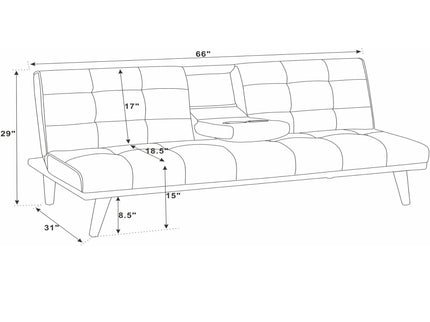 Tufted Convertible Sofa With Cup Holders - Brown