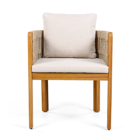 Outdoor Dining Chairs With Mix Rope Handles (Set of 2)