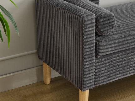 Upholstered Corduroy Flip Top Storage Bench For Living Room