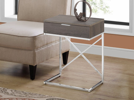 Accent Side Table, Storage Drawer, Contemporary - Taupe