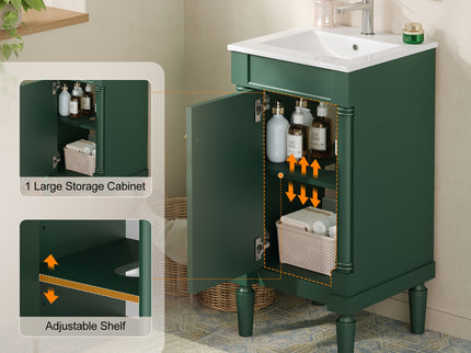 French Style Bathroom Cabinet With Sink, Adjustable Shelf
