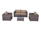 Light Brown / 4 Pc. 4 Seater Sectional, 2 Chairs, Table