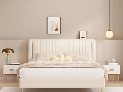 Nightstand With Drawer, Minimalist Bedside Table With Handle For Bedroom - White