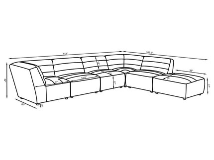 Nevve - 6 Piece Upholstered Tufted Sectional - Ivory