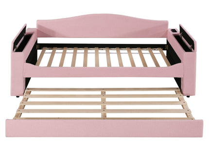 Upholstered Daybed With Storage Armrests, Trundle And Latest Integrated tooth Audio System