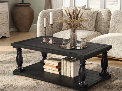 Farmhouse Rectangular Coffee Table With 2 Tiers
