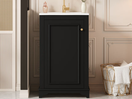 Bathroom Vanity With Sink, Freestanding Single Cabinet Set, Soft Close Door, Adjustable Shelf