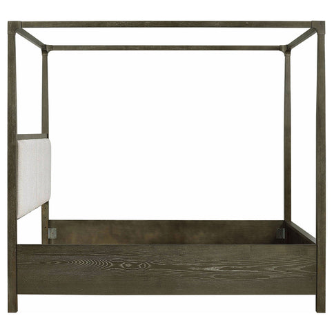 Sundance - Queen Canopy Bed With Upholstered Headboard - Dark Brown