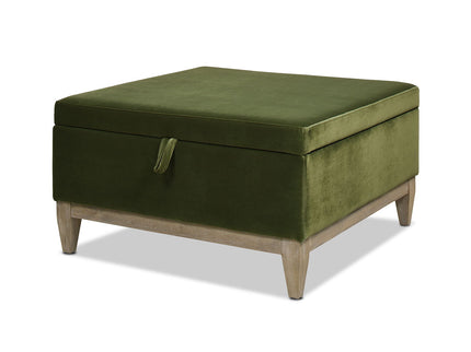 Knox - Square Storage Cocktail Ottoman - Olive Green