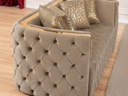 Naomi - Button Tufted Loveseat - Taupe