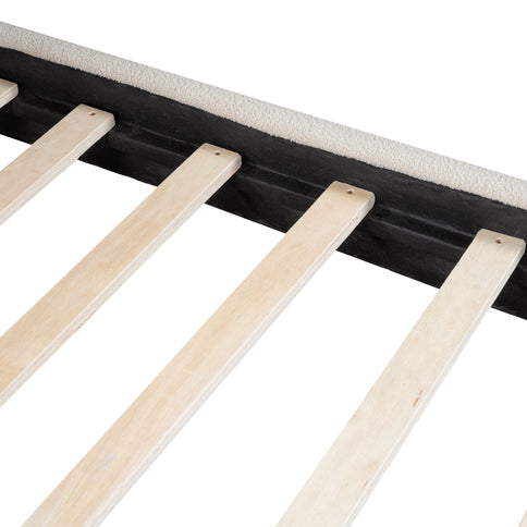 Upholstered Platform Bed With Thick Solid Frame And Stylish Curve-Shaped Design