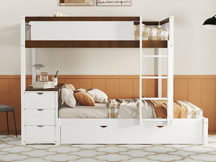 Bunk Bed With Twin Size Trundle, Storage And Desk