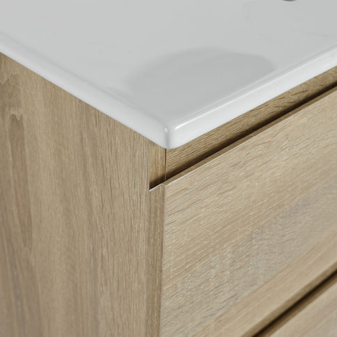 Wall Mounted Bathroom Vanity & Sink, 2 Soft Close Drawers
