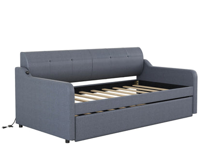 Upholstered Daybed With Trundle And USB Charging