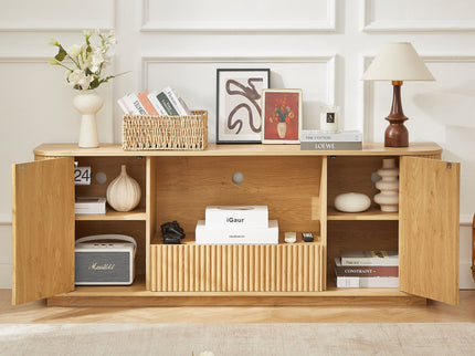 Modern Wavy TV Stand Rounded Sideboard With Storage Cabinet