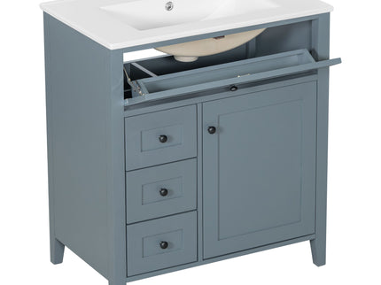Modern Bathroom Vanity With Sink, 3 Drawers And Adjustable Shelf