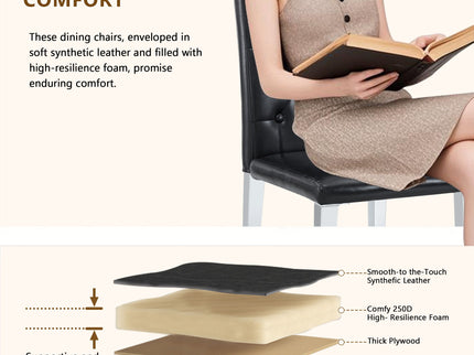 Dining Chairs With Ergonomic Buckle Backrest For Home