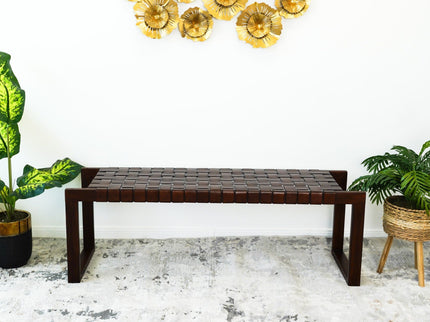 Christina - Bench - Cognac / Dark Brown / Tan