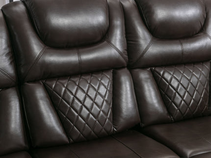 Home Theater Seating Manual Recliner Chair With Center Console And Led Light Strip For Living Room