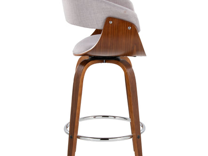 Vintage Mod - Mid Century Modern Fixed Height Counter Stool With Swivel With Round Footrest (Set of 2)
