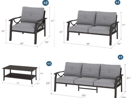 Patio Furniture Set With Coffee Table And Cushions For Backyard