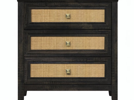 Nightstand With 3 Drawers, Tall End Table - Brown