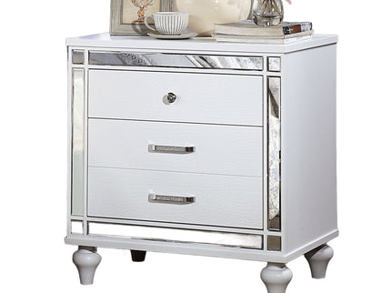Contemporary Nightstand With Crocodile Textured Trim