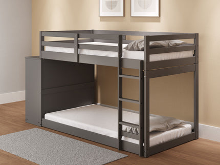 Gaston - Bunk Bed Twin Over Twin With 4 Drawers & 3 Compartments - Gray
