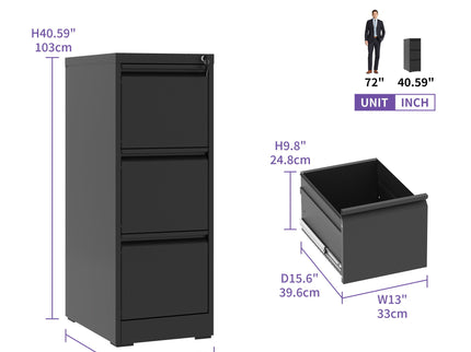 Steel Drawer Vertical File Cabinet With Lock For A4 Legal / Letter Size