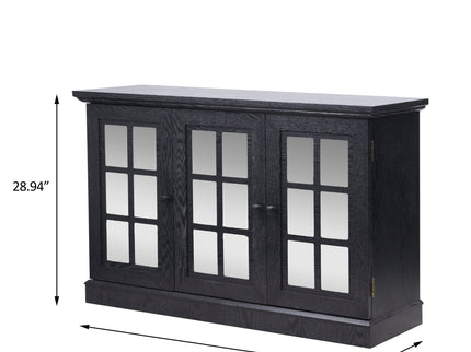 Storage Cabinet With 3 Mirrored Acrylic Doors, Adjustable Shelves