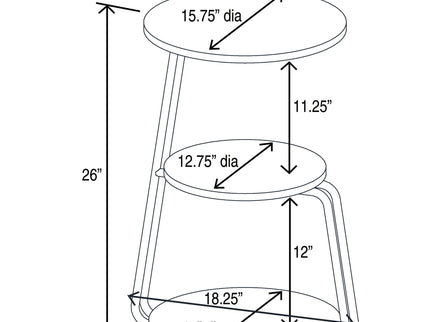 Dixon - 3 Tier Round Accent Side Table With Slim Legs - White / Black