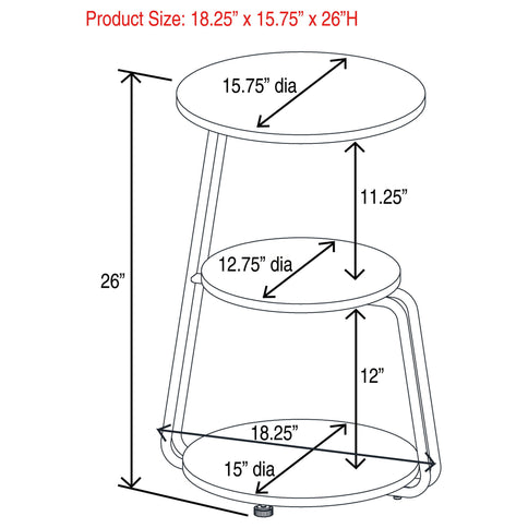 Dixon - 3 Tier Round Accent Side Table With Slim Legs - White / Black