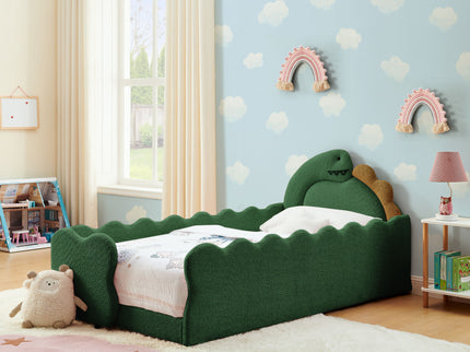 Cute Dinosaur Shaped Bed With Safety Guardrail, Toddler Frame