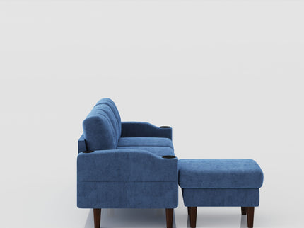 3 Seater Convertible Combination L Shaped Sofa With Footstools With Storage