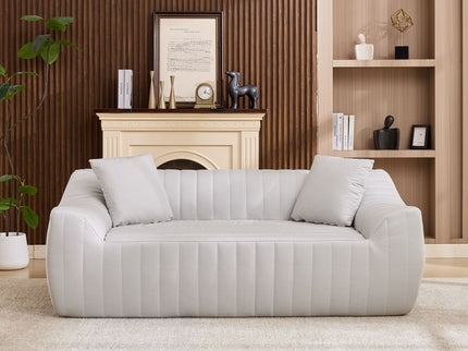 Oversized 2 Seater Loveseat With 2 Decor Throw Pillows, Deep Seat Sofa For Living Rooms
