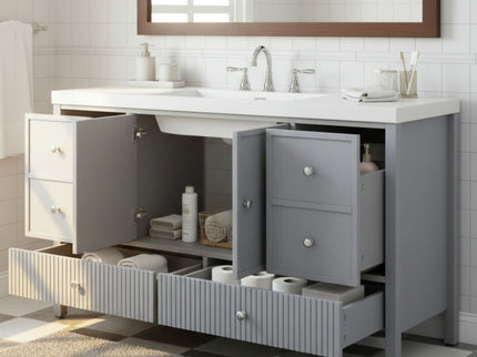 Bathroom Vanity With Separate Sink, Soft Close Doors And 4 Drawers