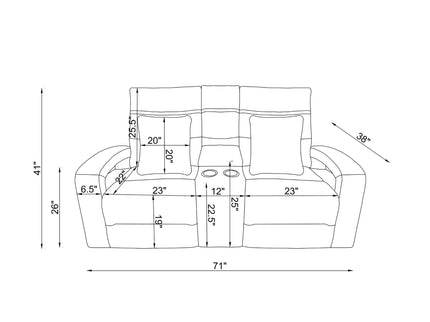 Isolde - Power Reclining Loveseat With LED Lighting - Gray