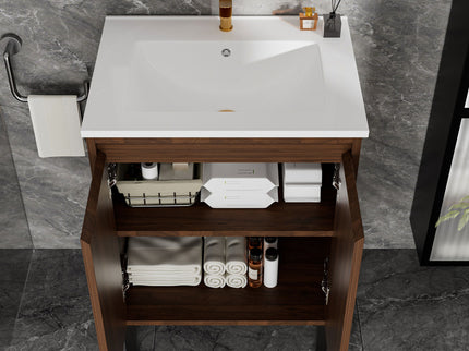 Bathroom Vanity With Ceramic Sink, Floor-Standing Design, Soft-Closing Drawers