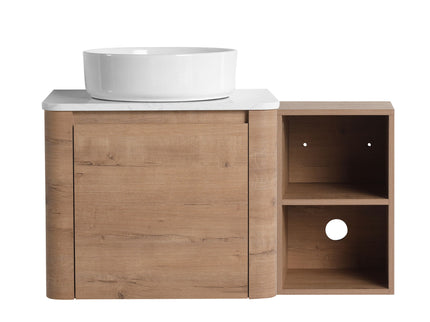 Wall Mounted Bathroom Vanity With Art Sink, 1 Storage Shelf, 2 Soft Close Doors