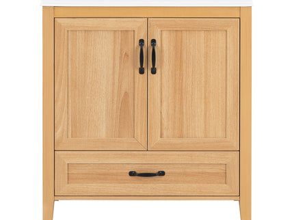 Elegant Fluted Bathroom Vanity With Sink, Soft Close Doors & Drawer
