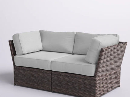 Outdoor Wicker Loveseat With Cushions Patio Seating Wicker - Brown