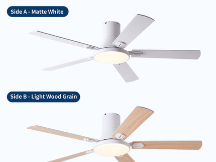 Flush Mount Ceiling Fans With LED Light And Remote Control, 5 Blades