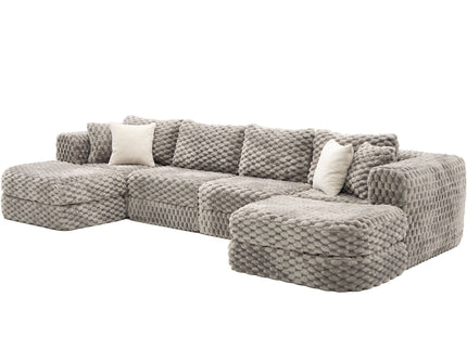 Modular Sectional Sofa, Boneless Couch With 2 Movable Ottomans