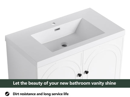Contemporary Freestanding Bathroom Vanity With Resin Sink & Soft-Close Cabinet Doors