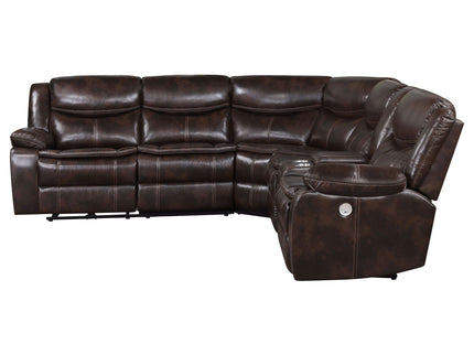 Mclean - Power Reclining Sectional Sofa With Storage Console - Dark Brown