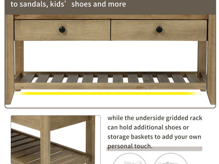 Shoe Rack With Cushioned Seat And Drawers Multipurpose Entryway Storage Bench Wash - Gray Wash