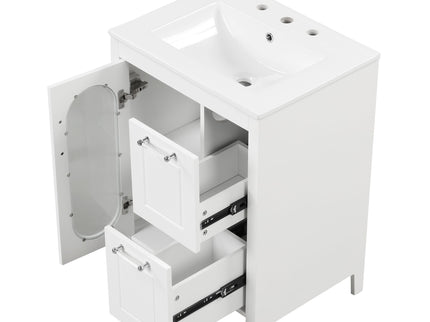 Modern Bathroom Vanity With Sink, Cabinet With 2 Drawers And Door, Adjustable Shelf