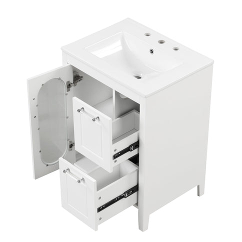 Modern Bathroom Vanity With Sink, Cabinet With 2 Drawers And Door, Adjustable Shelf