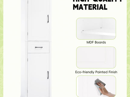 Tall Freestanding Bathroom Storage Cabinet With 2 Doors And Adjustable Shelves